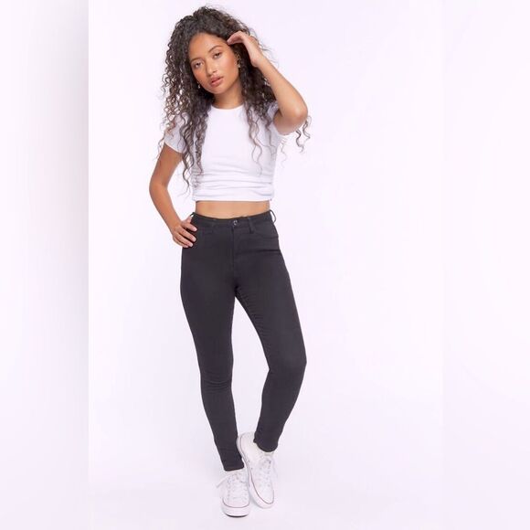 Y2K High Rise Faded Black Skinny Jeans Women’s 29 Stretch Distressed Grunge Goth - Picture 3 of 15